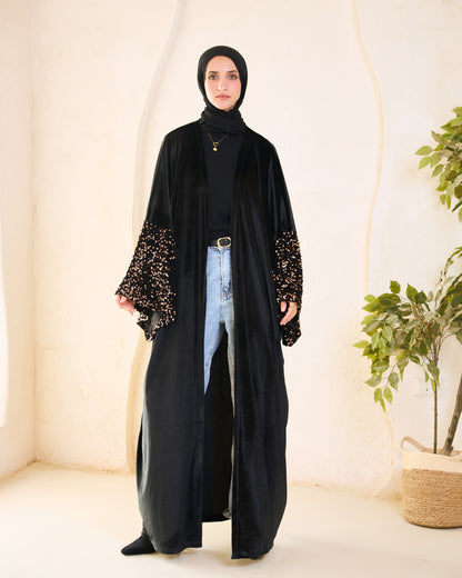 Sequin-Sleeve Velvet Kaftan – Ramadan Edition