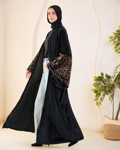 Sequin-Sleeve Velvet Kaftan – Ramadan Edition