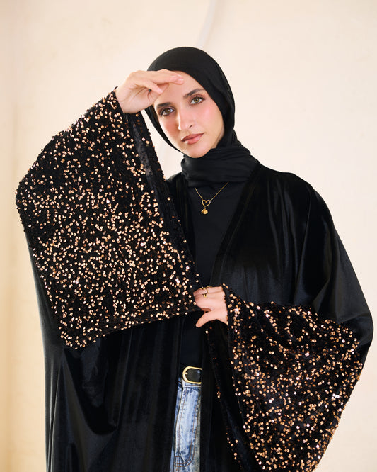 Sequin-Sleeve Velvet Kaftan – Ramadan Edition