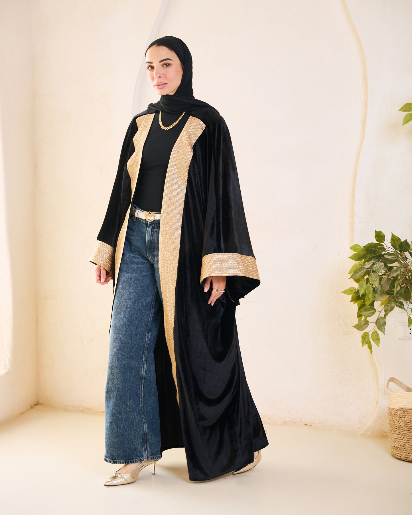 Gilded black Velvet Kaftan
