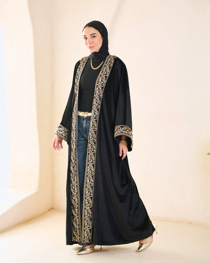 Black Heritage Gold-Embroidered Velvet Kaftan