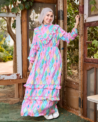 Colorful Ruffled Dress