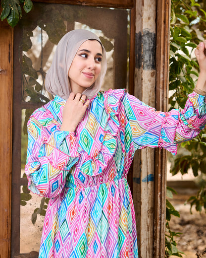 Colorful Ruffled Dress