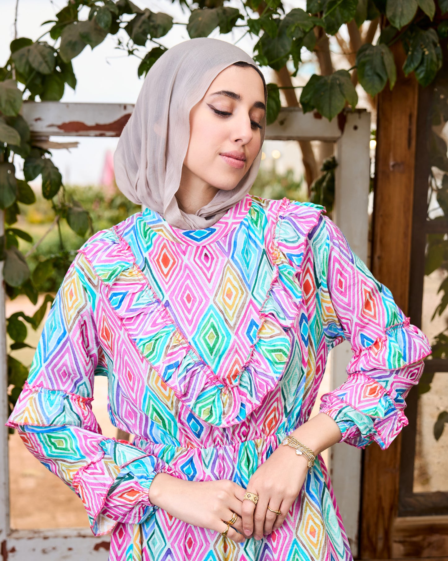 Colorful Ruffled Dress