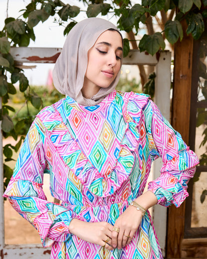Colorful Ruffled Dress