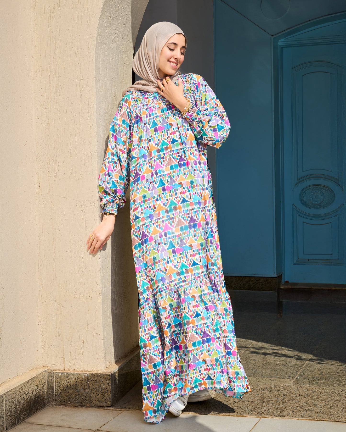 Mosaic Pattern Dress (Blue)