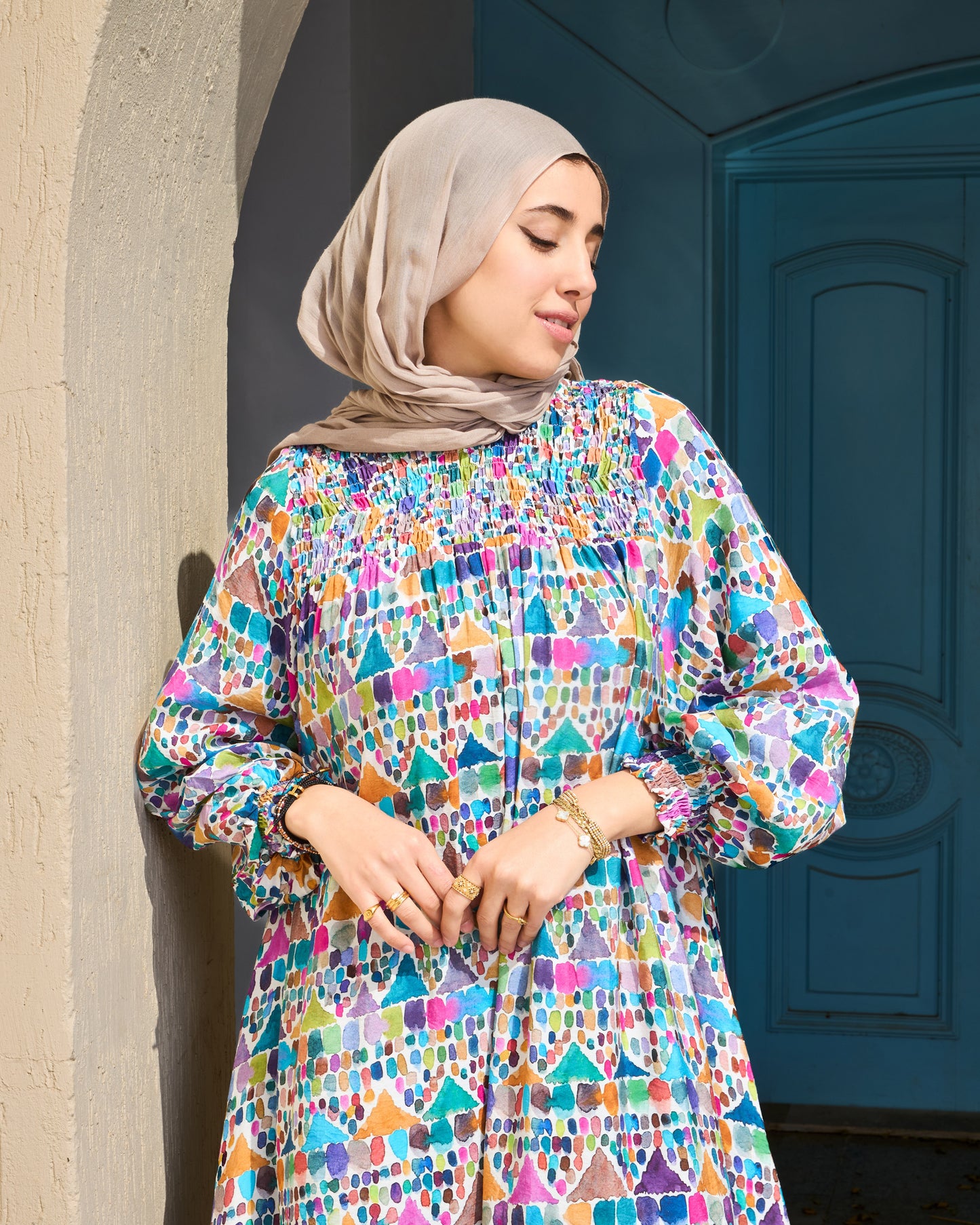 Mosaic Pattern Dress (Blue)