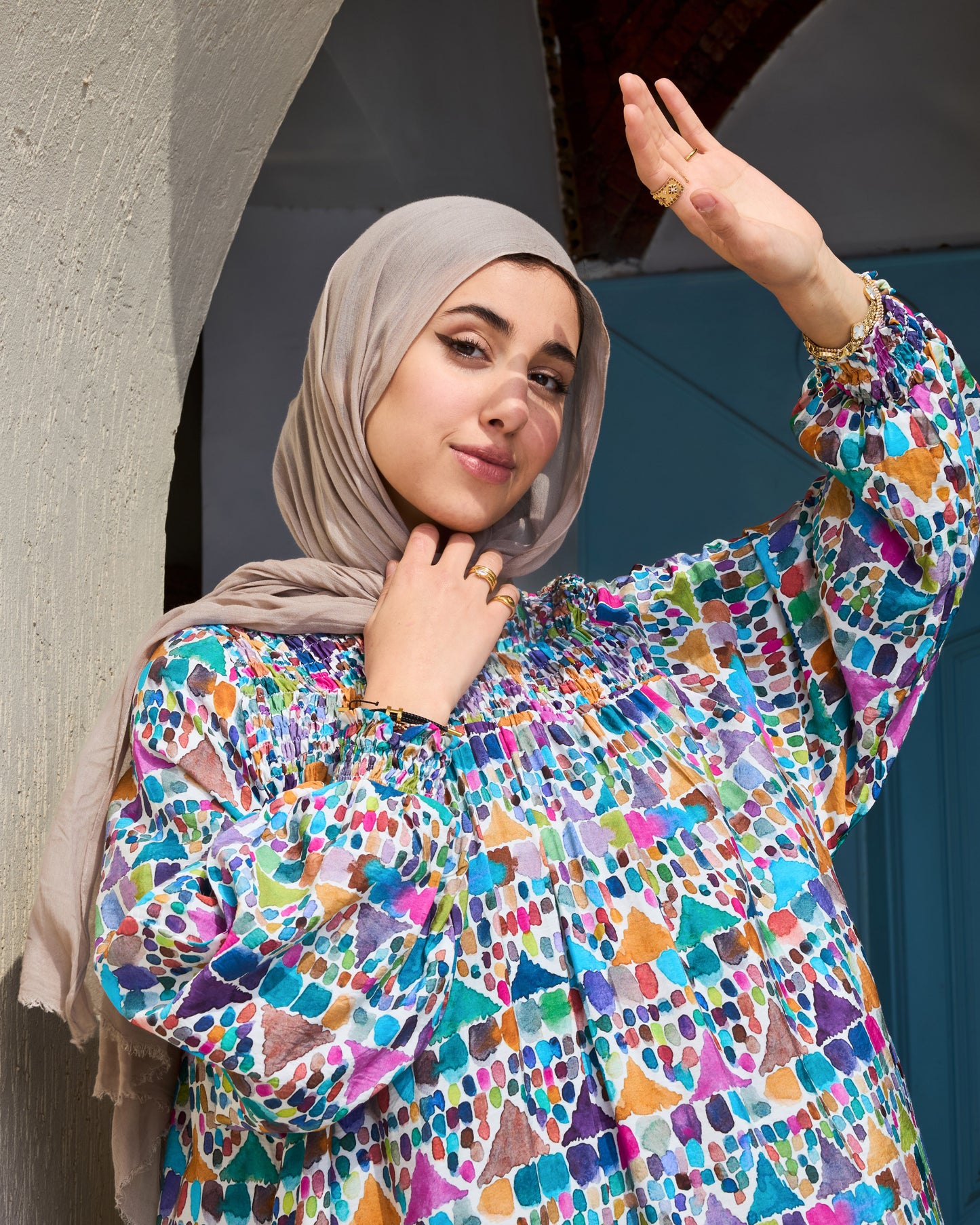 Mosaic Pattern Dress (Blue)