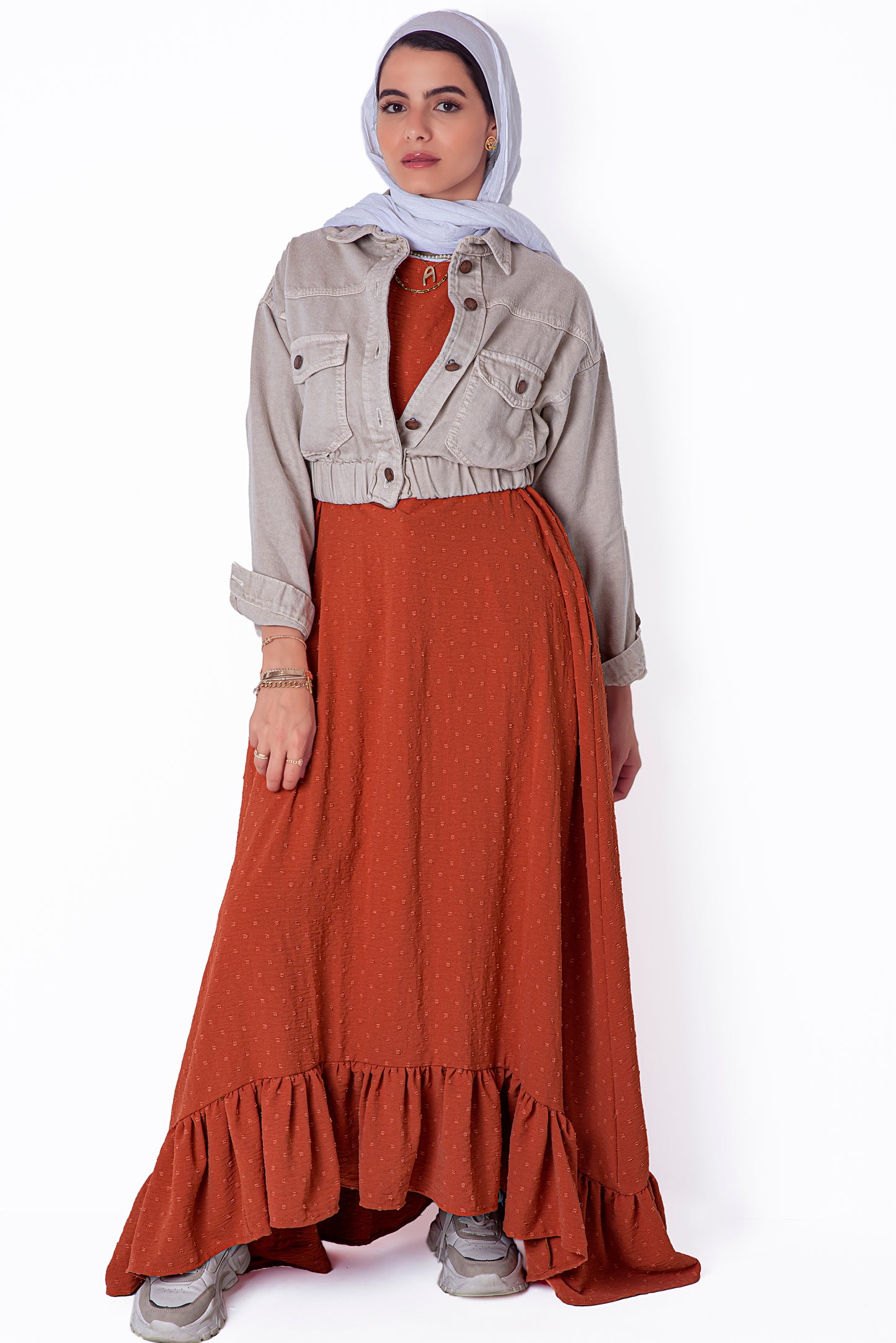 Brownish Orange Sleeveless Dress