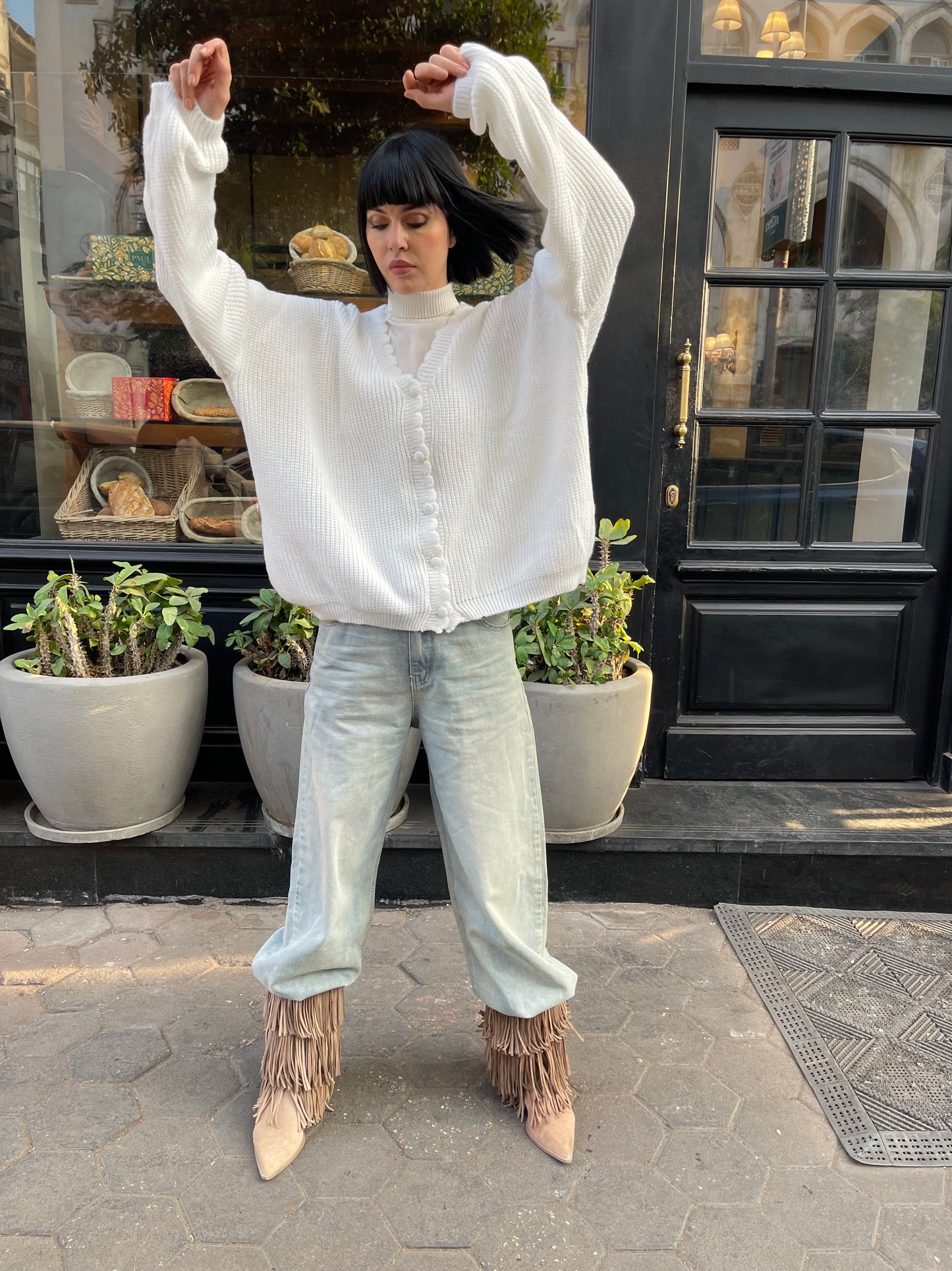 Sky Breeze Knitted Cardigan in white