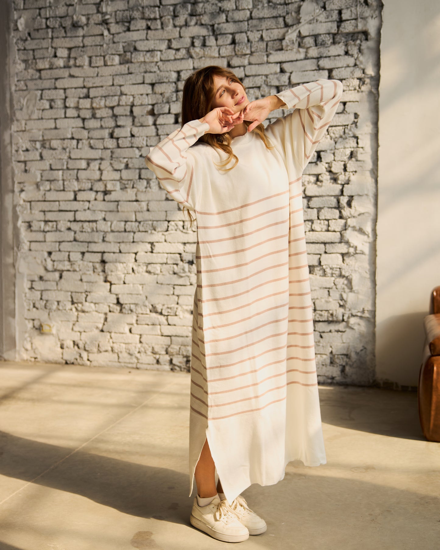 Oversized striped knitted dress