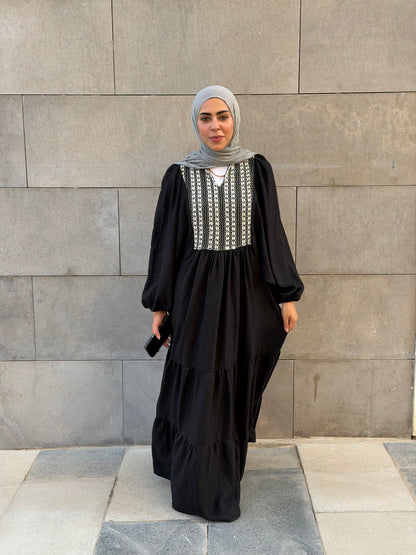 Amara Embroidered Maxi Dress In Black