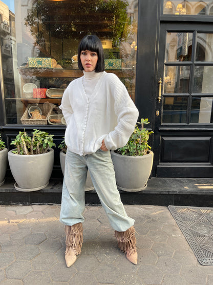 Sky Breeze Knitted Cardigan in white