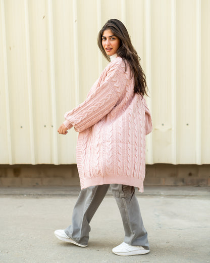 Cable-knit Cardigan in body rose 