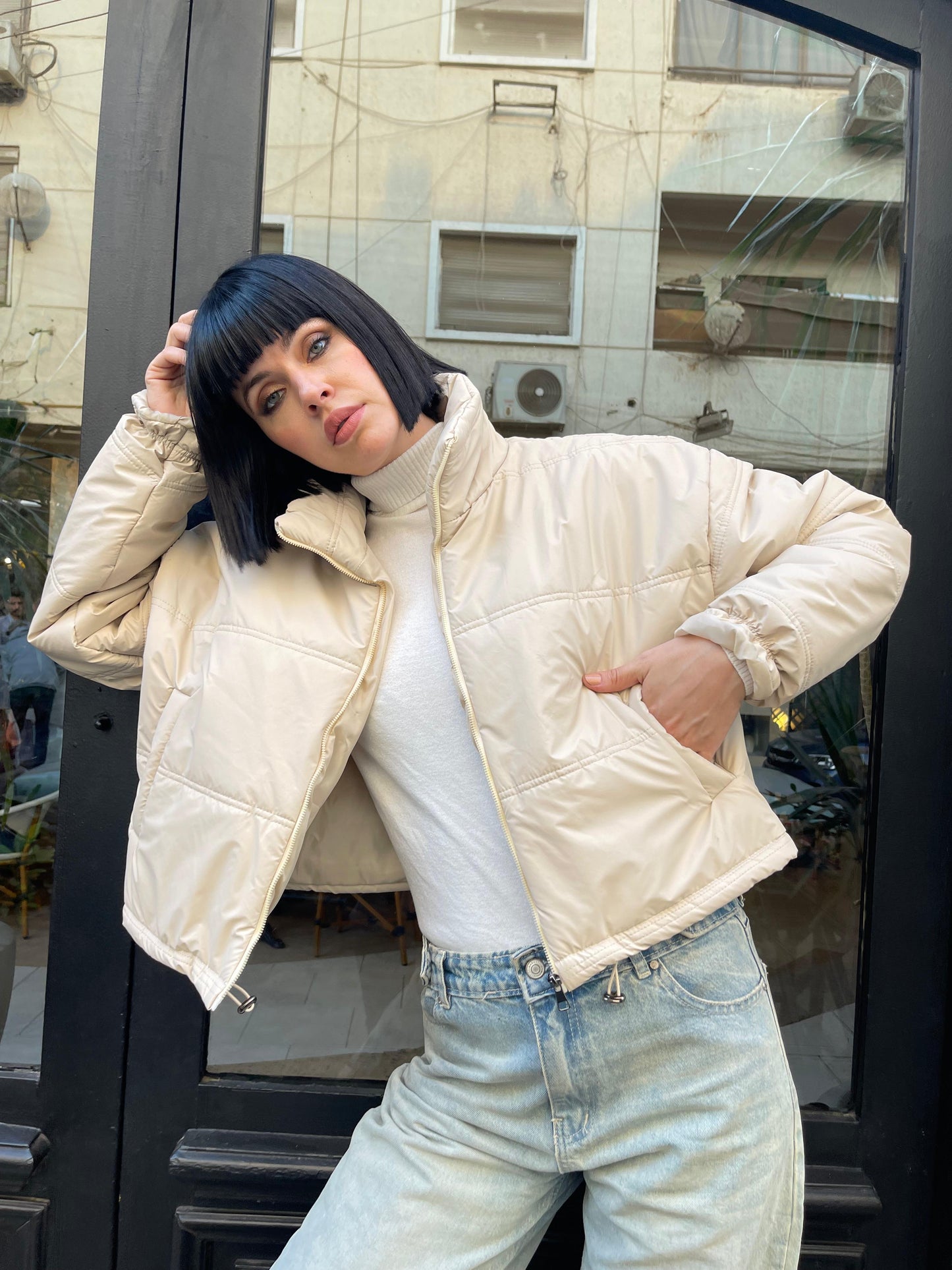 Beige puffer jacket