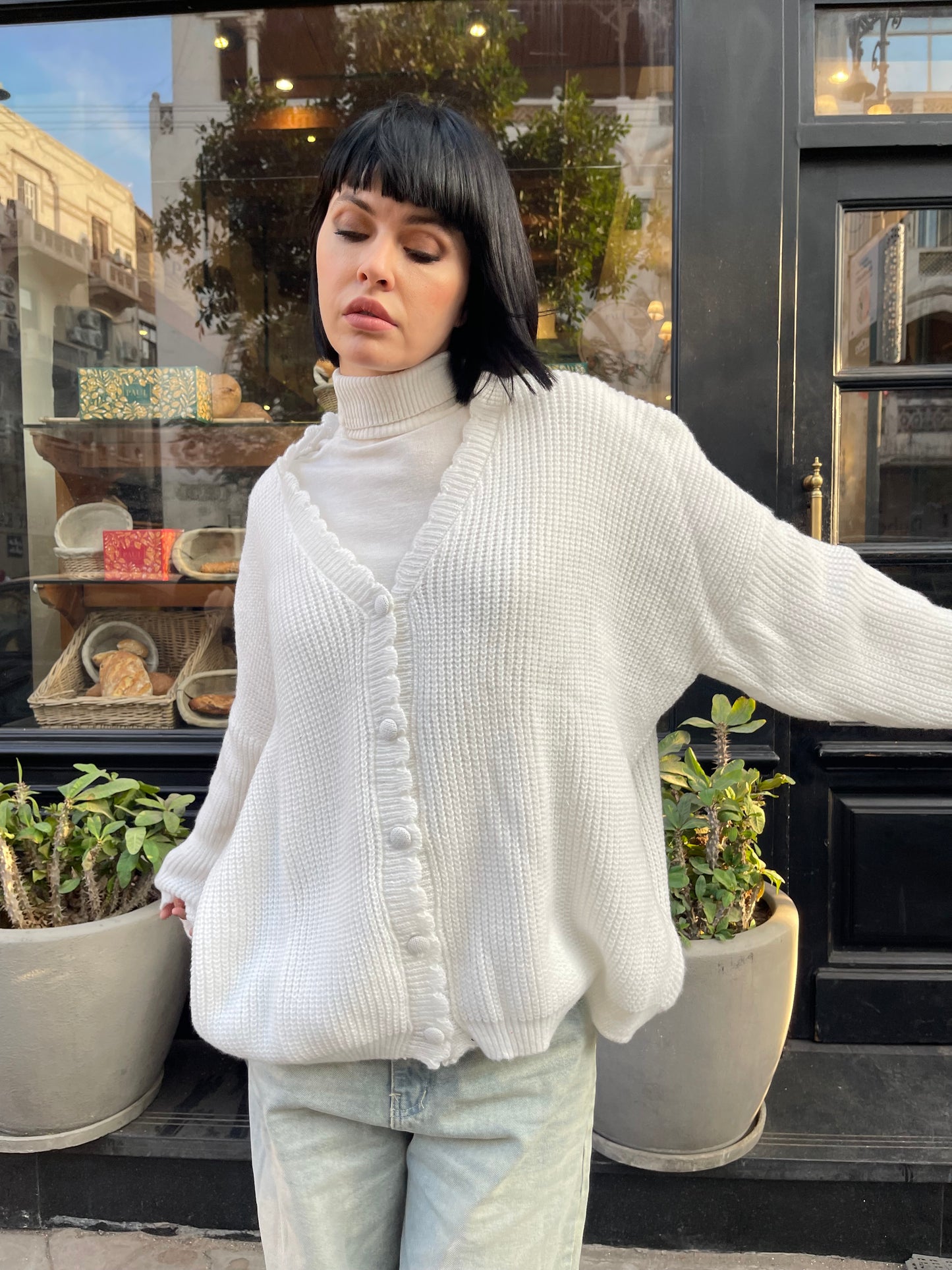 Sky Breeze Knitted Cardigan in white