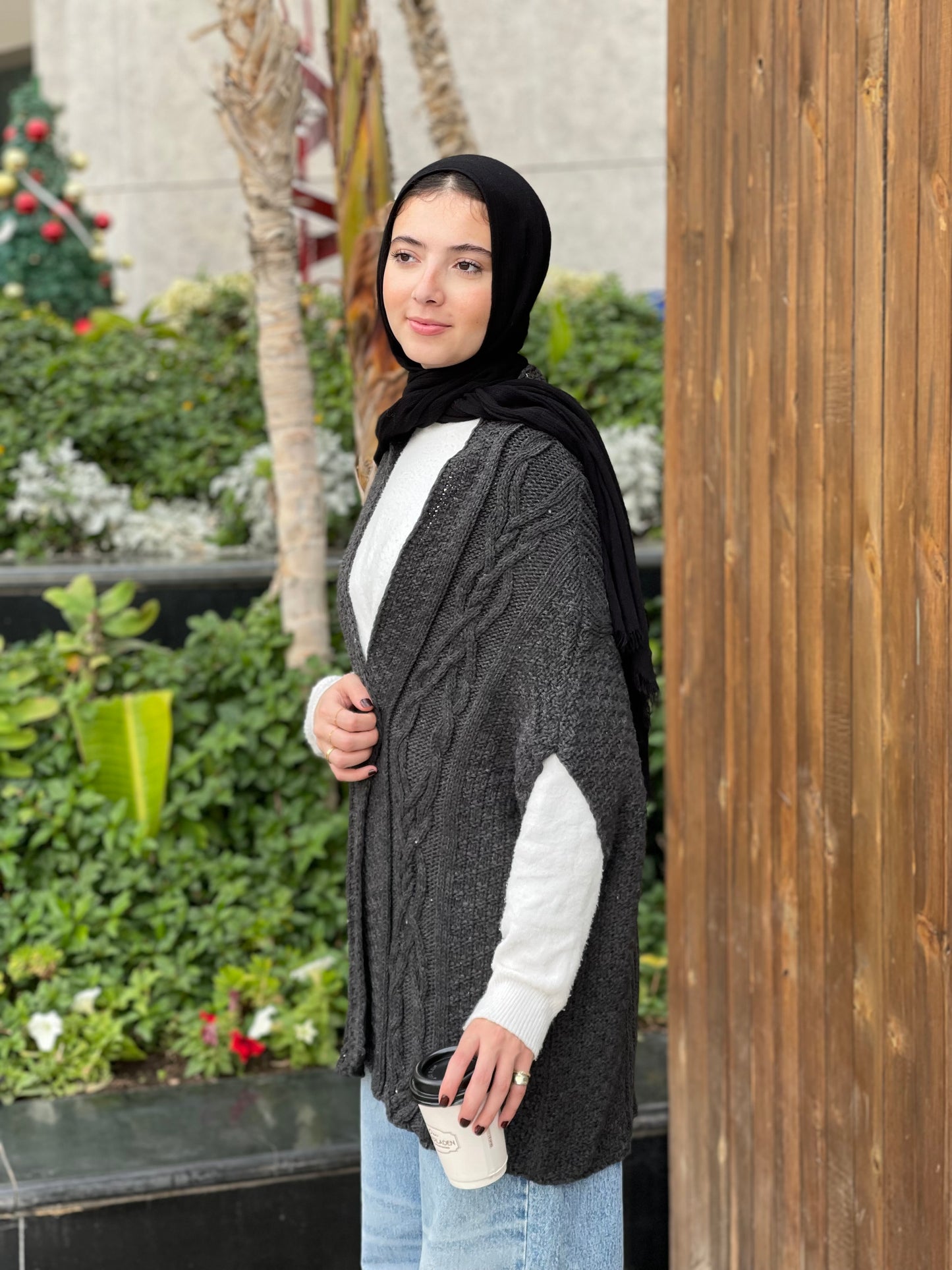 Knitted cap in dark gray