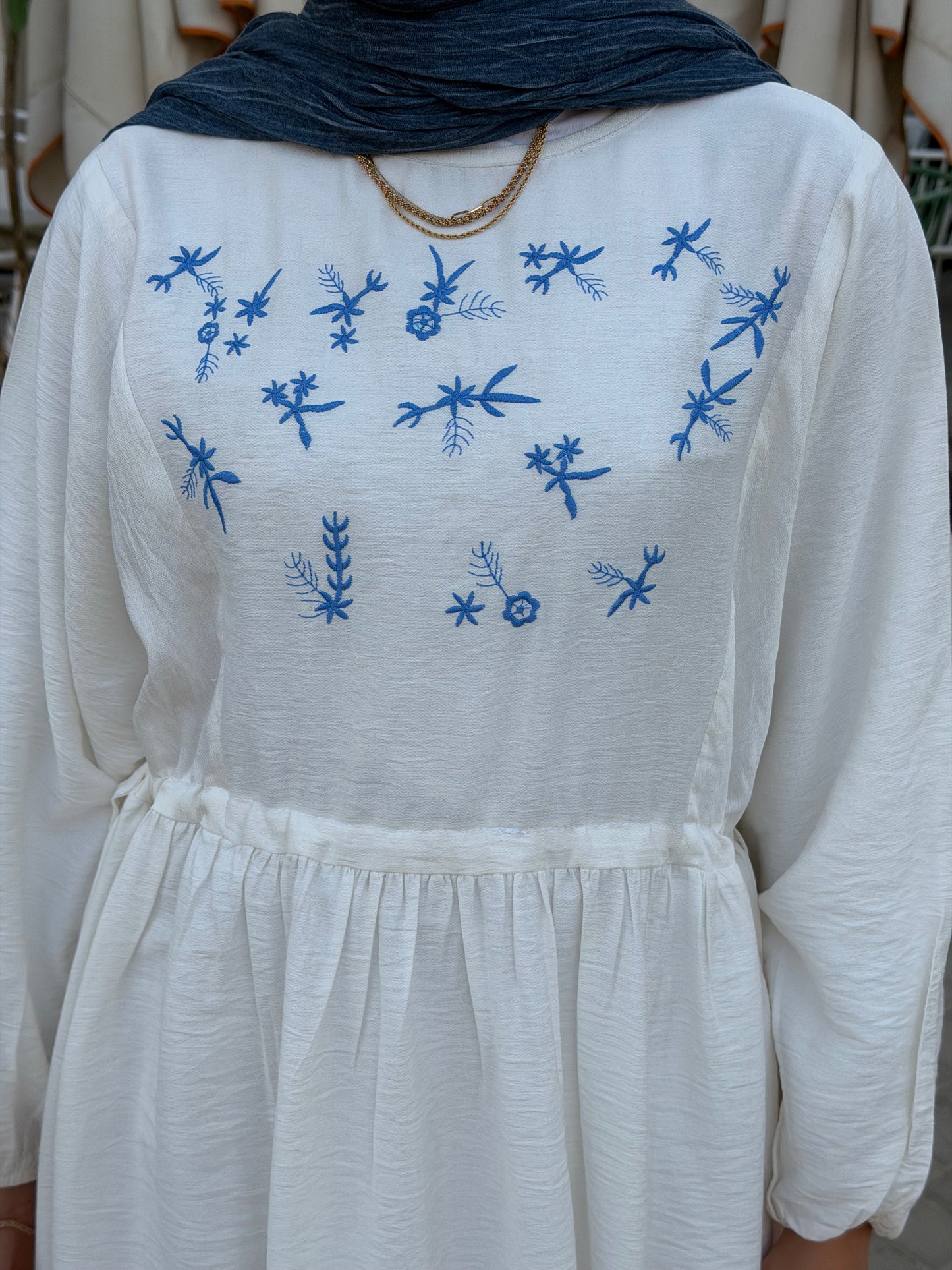 Elena White Embroidered  Dress