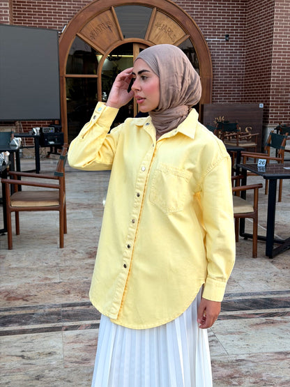 Oversized Yellow Denim Shirt/Jacket