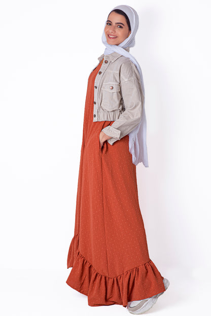 Brownish Orange Sleeveless Dress