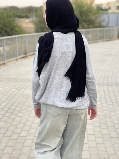 Turkish tribal geometric sweater in grey