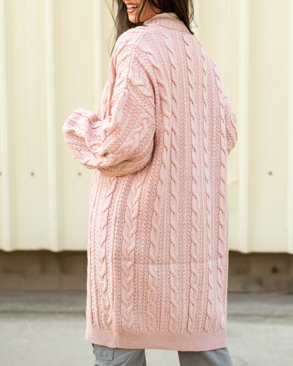 Cable-knit Cardigan in body rose 