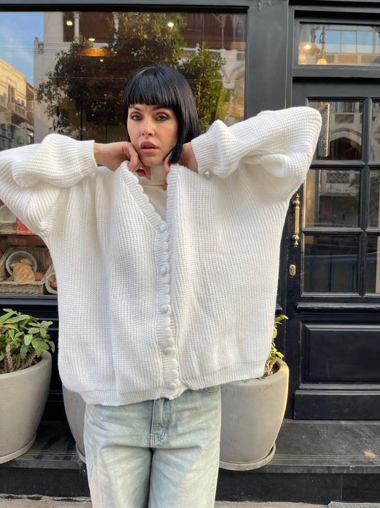 Sky Breeze Knitted Cardigan in white