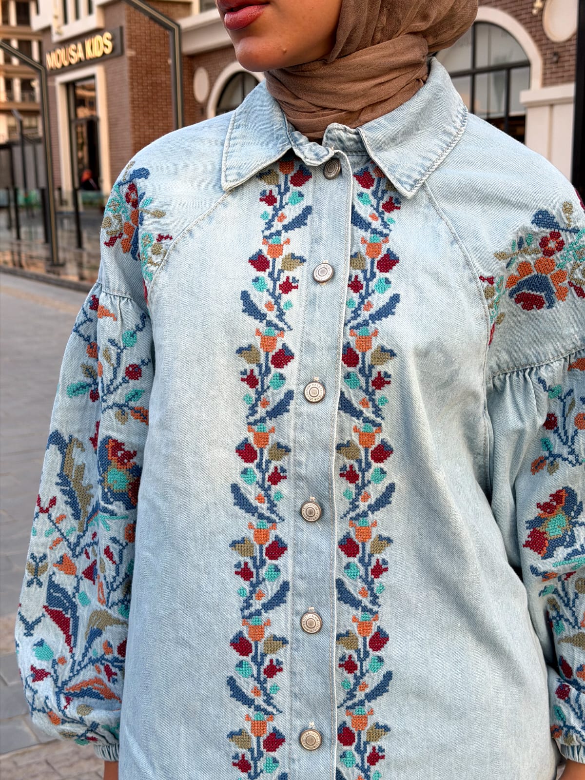Bloom Embroidered Denim Shirt