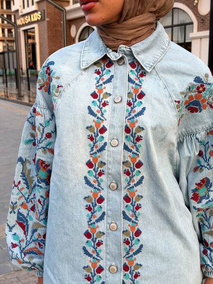 Bloom Embroidered Denim Shirt