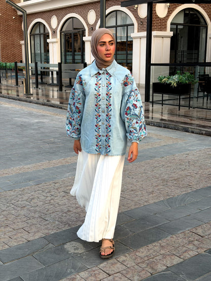 Bloom Embroidered Denim Shirt