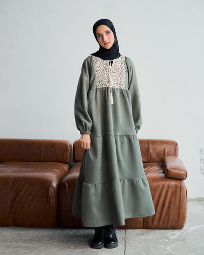 Maxi Tiered Dress light in Olive