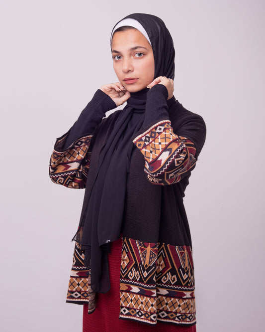 Turkish printed cardigan in black