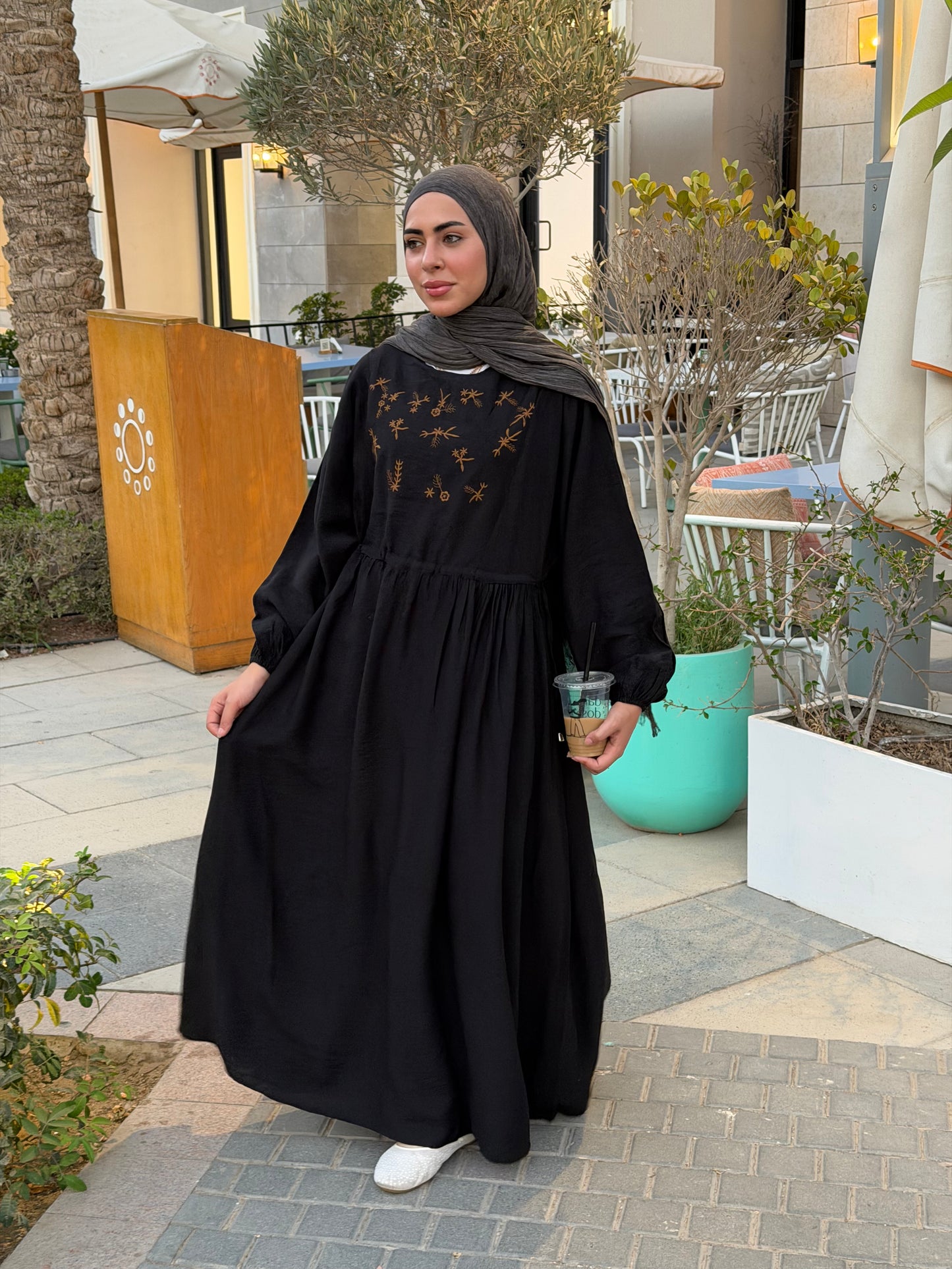 Elena Black Embroidered  Dress