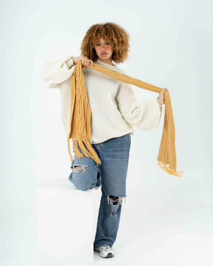 Over sized chunky sweater in off white