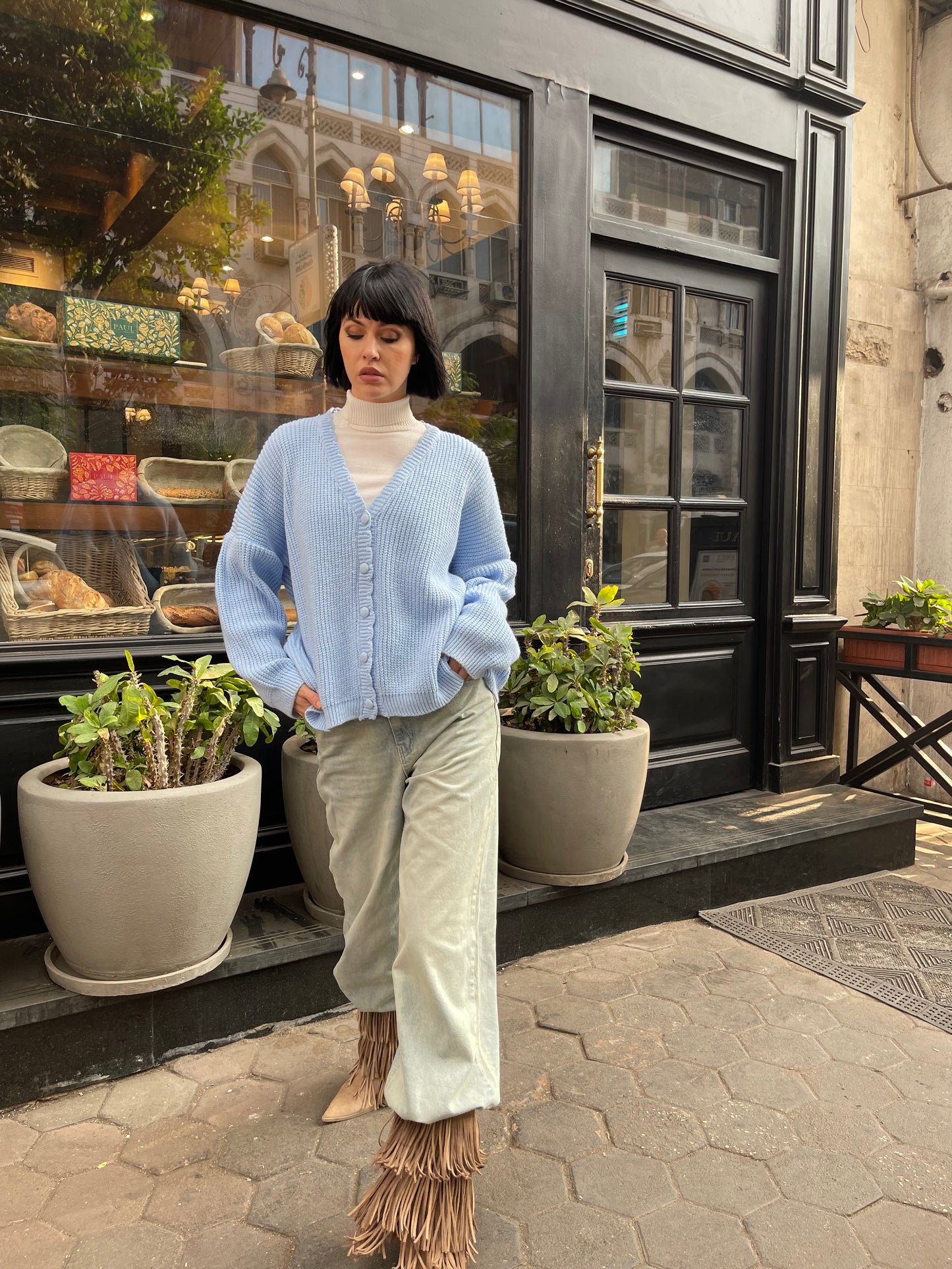 Sky Breeze Knitted Cardigan in baby blue