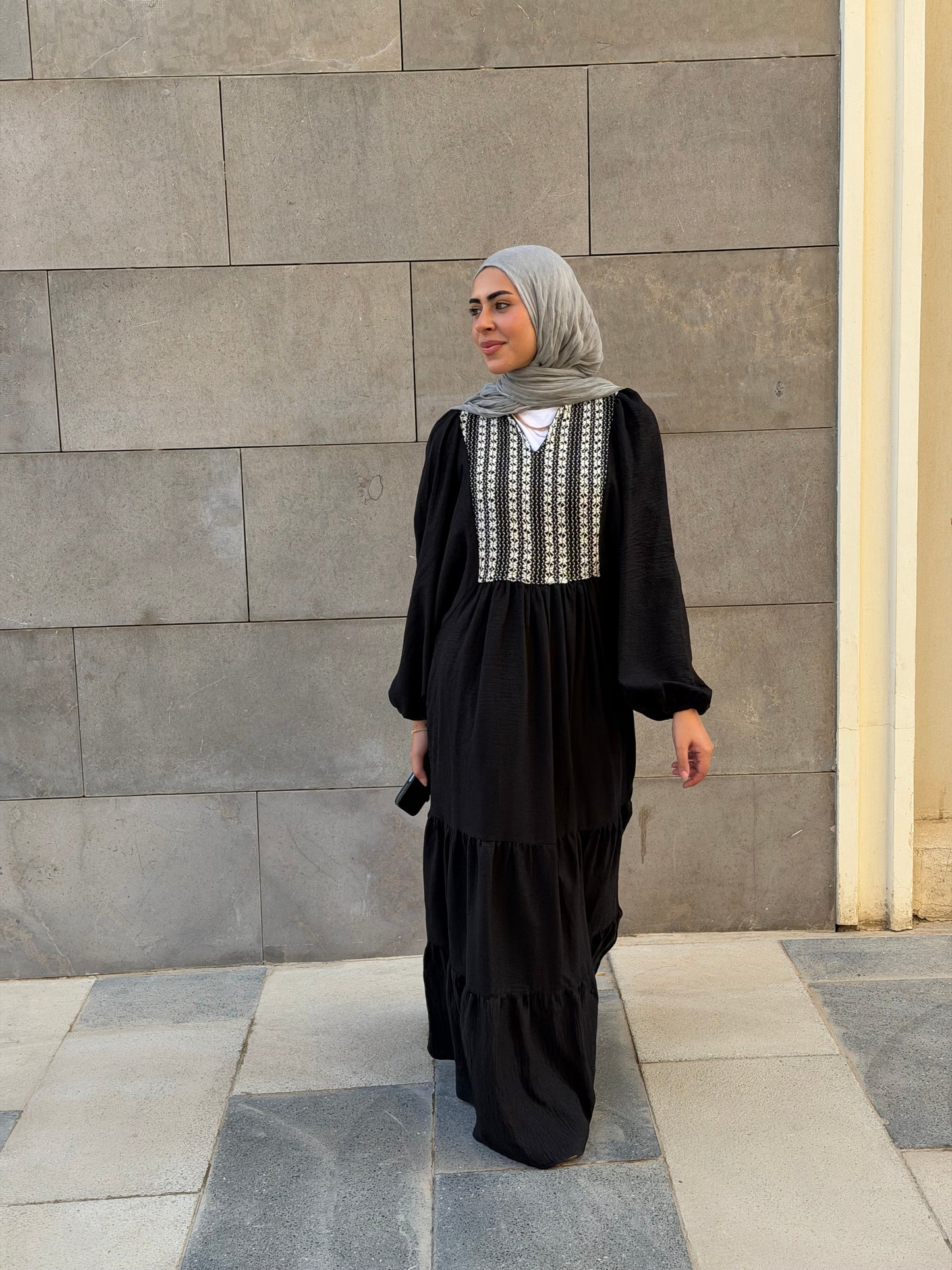 Amara Embroidered Maxi Dress In Black