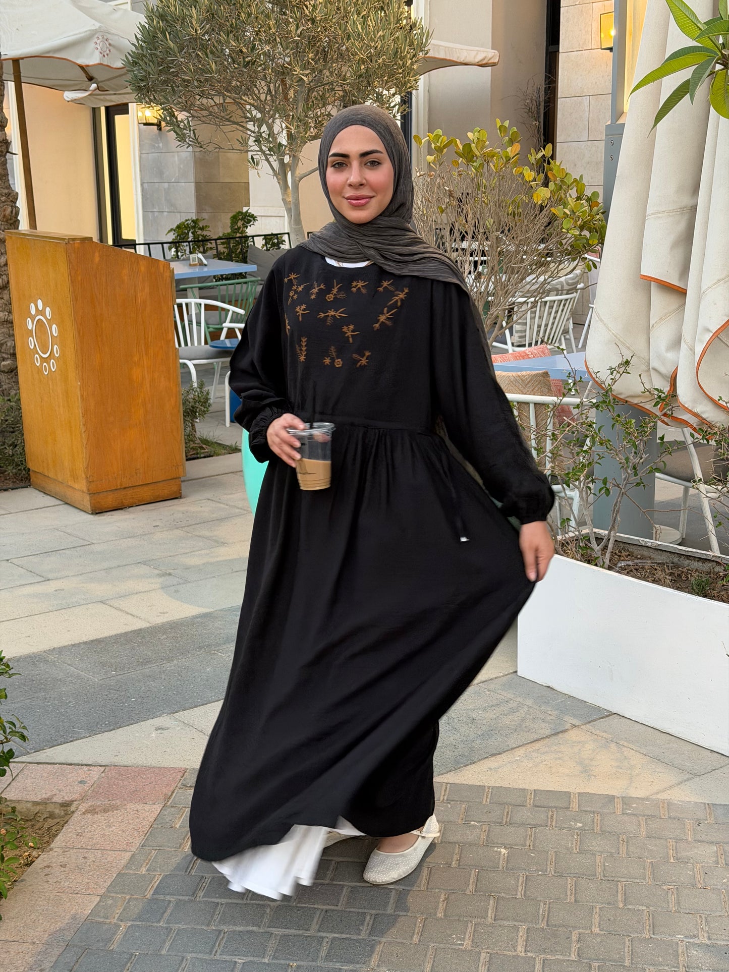Elena Black Embroidered  Dress