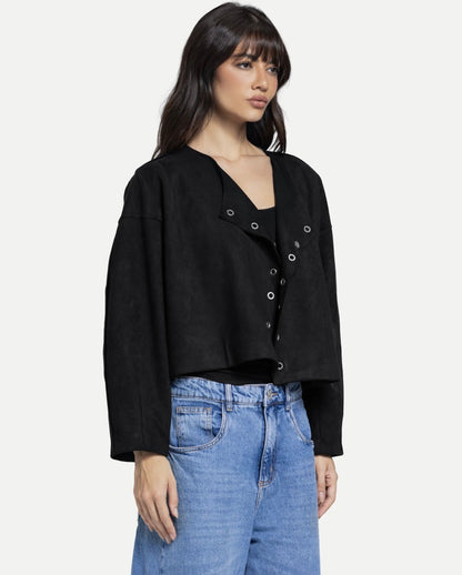 Emili suede cardigan in black