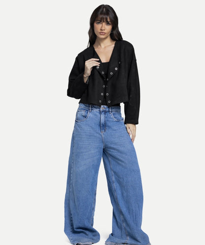 Emili suede cardigan in black