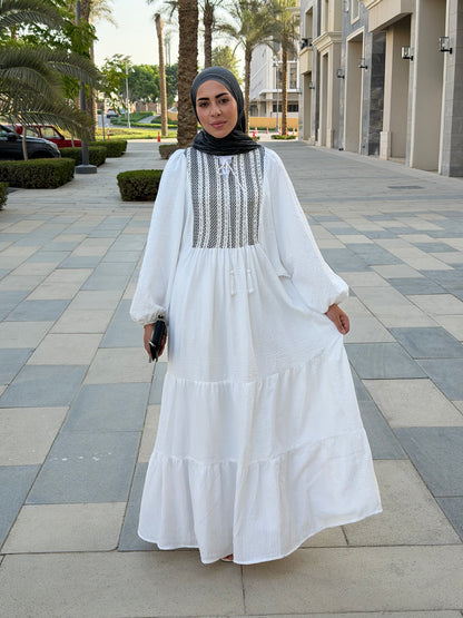 Amara Embroidered Maxi Dress In White