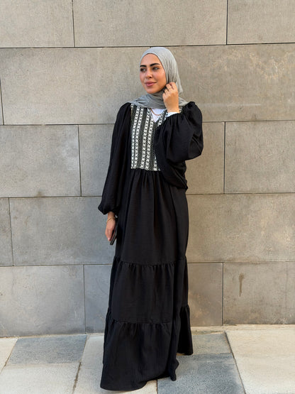 Amara Embroidered Maxi Dress In Black