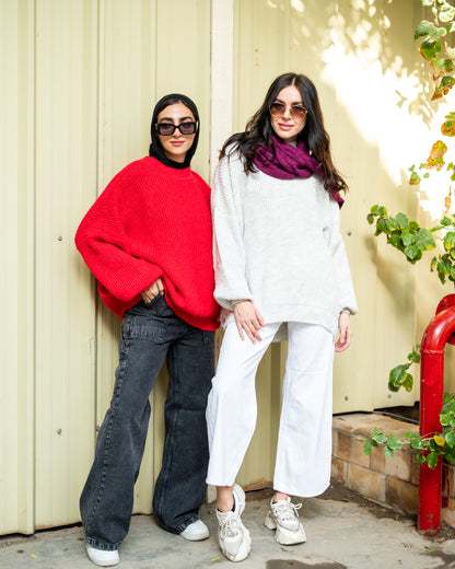 Oversized chunky sweater in Bright red