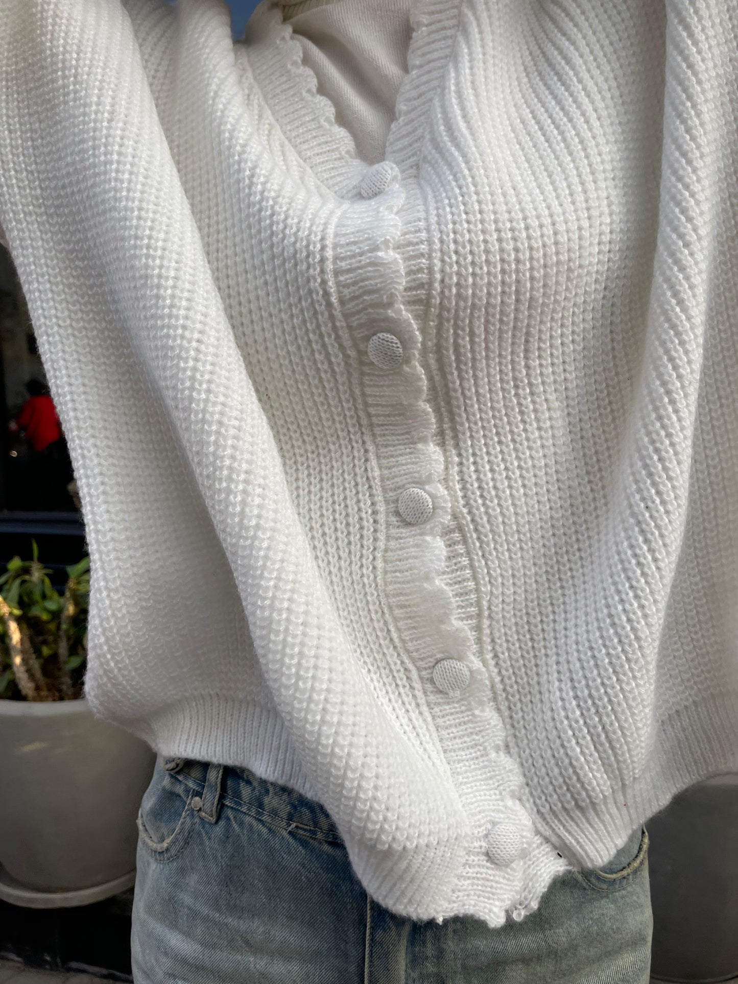 Sky Breeze Knitted Cardigan in white