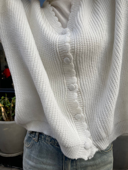 Sky Breeze Knitted Cardigan in white