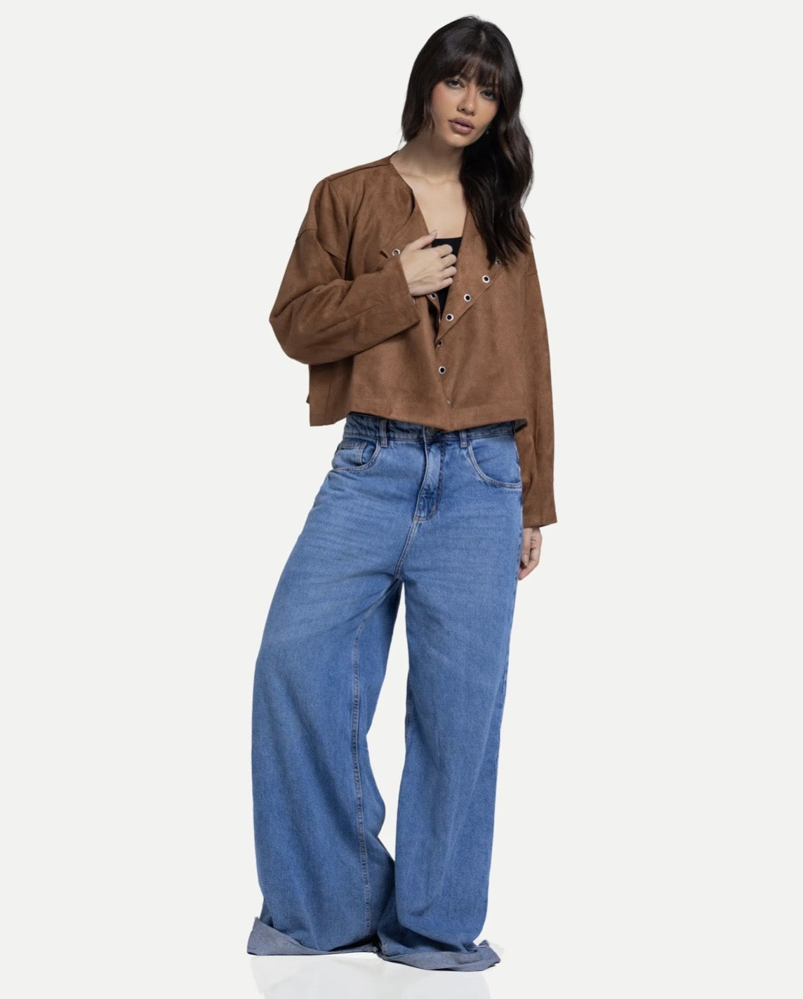 Emili Suede Cardigan In Brown