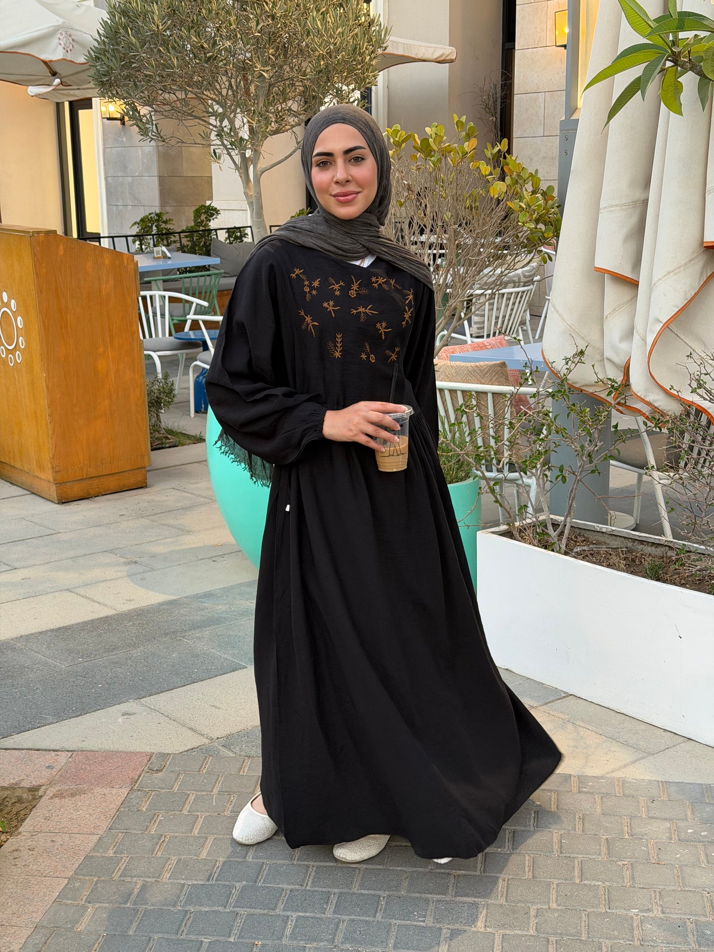 Elena Black Embroidered  Dress