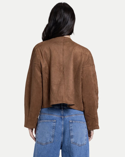 Emili Suede Cardigan In Brown