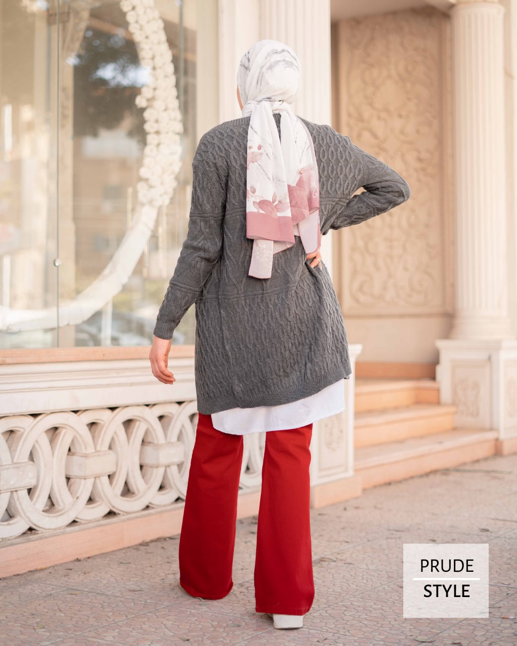 Grey pearls cardigan