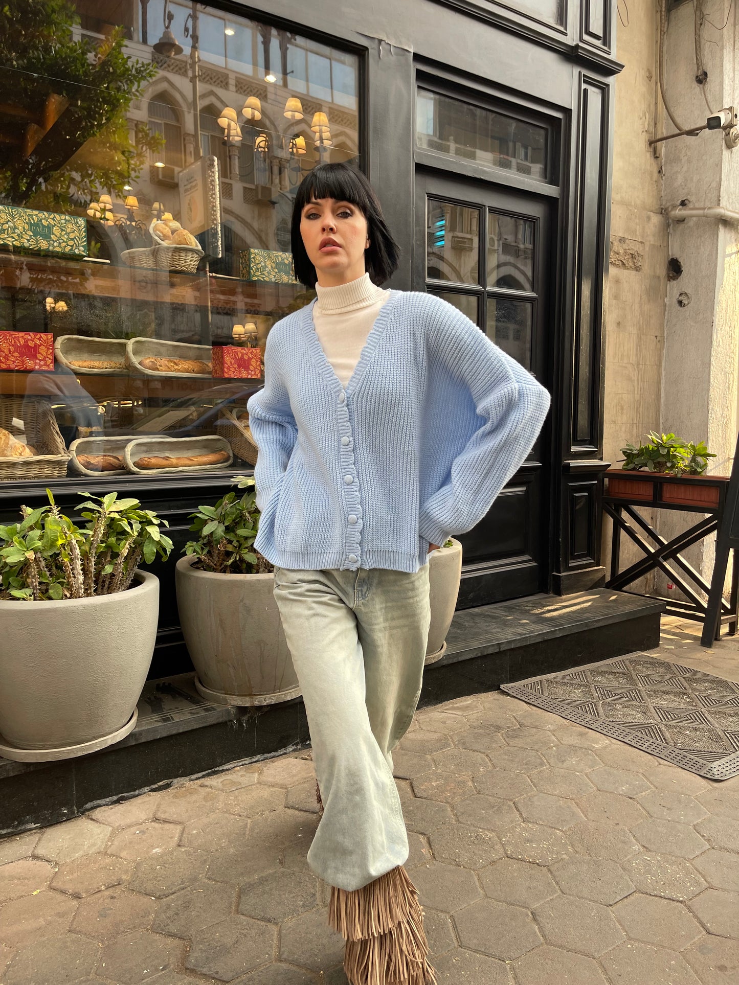 Sky Breeze Knitted Cardigan in baby blue