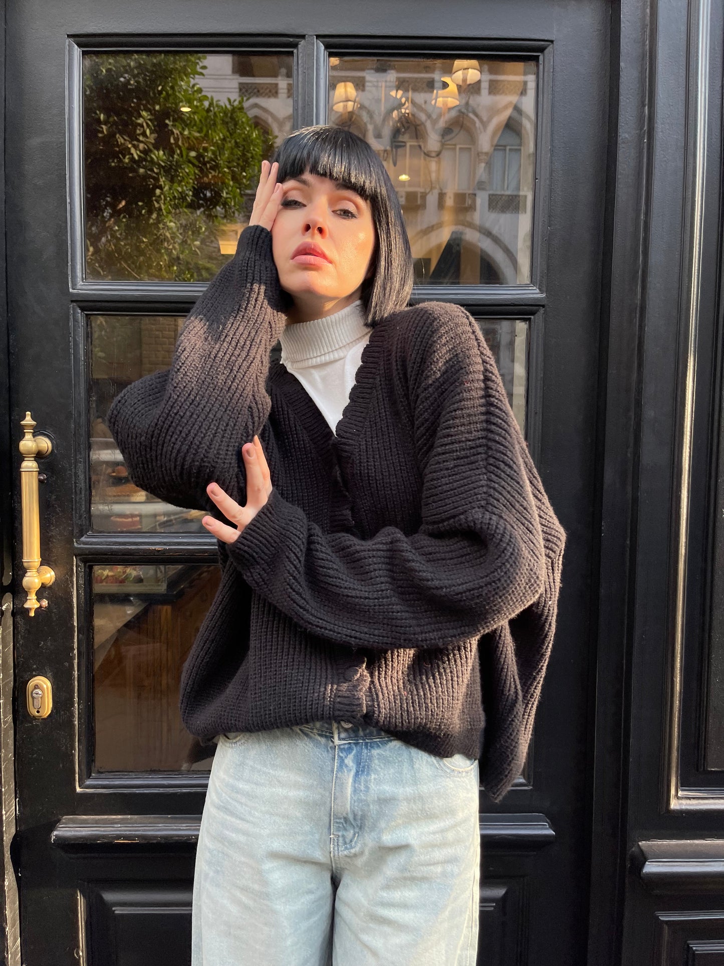 Sky Breeze Knitted Cardigan in black